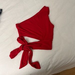 One shoulder top with bow